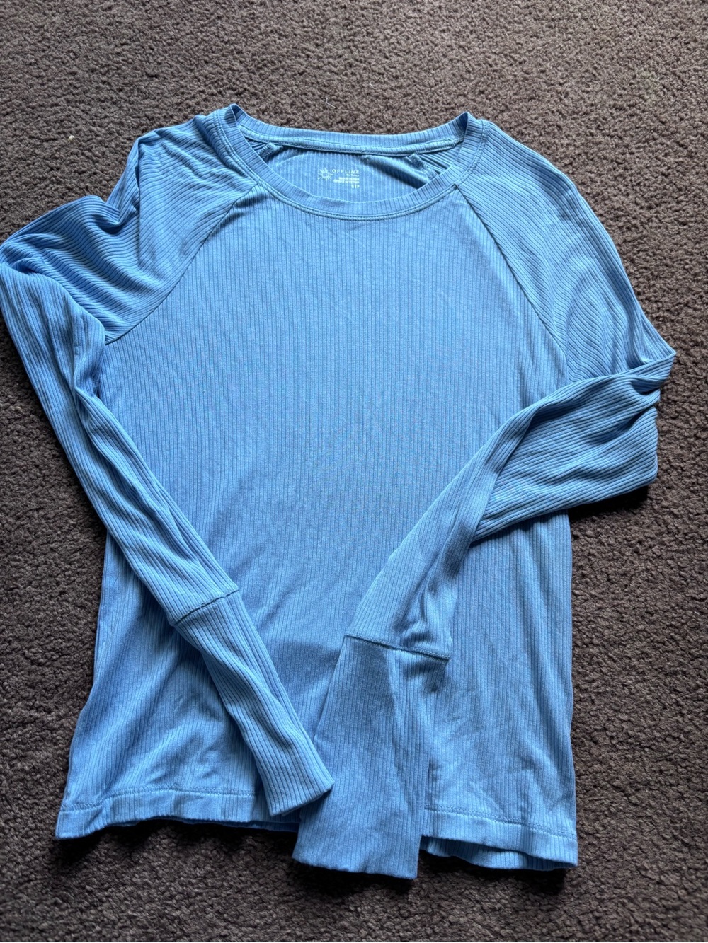 aerie Light Blue Ribbed Long Sleeve Tee